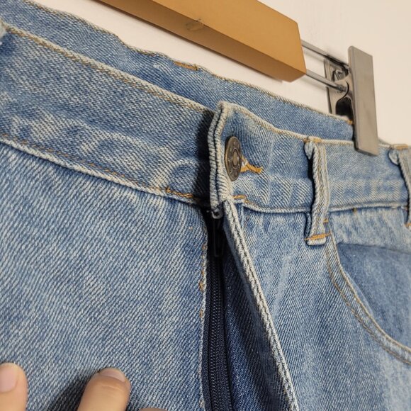 Rough Trade Vintage Blue 100% Cotton Pockets Flat Front Denim Short Unisex Sz 34 - Picture 3 of 12